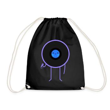 Pop Vinyl Disk Musik - Turnbeutel - Schwarz - Vorne