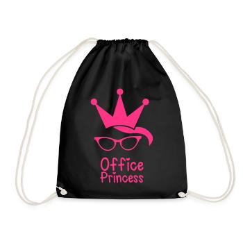 Büro-Prinzessin mit Katzenaugen Gläser und eine - Turnbeutel - Schwarz - Vorne