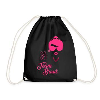 Team Braut - Peace - Turnbeutel - Schwarz - Vorne
