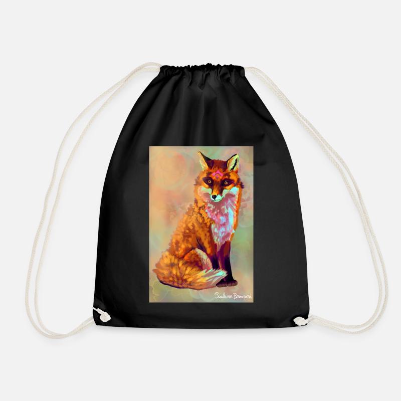 Fox poster - Drawstring Bag - black