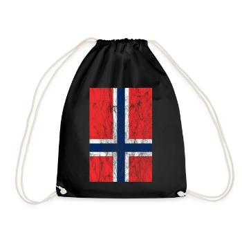 Scandinavian Cross Norway Flag Vintage - Drawstring Bag - black - Front