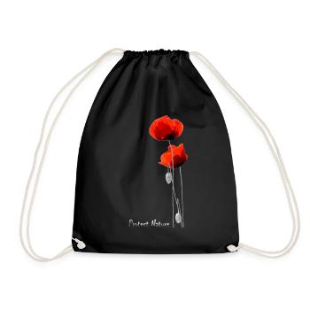 PROTECT NATURE - Rote Mohnblume und Biene - Turnbeutel - Schwarz - Vorne