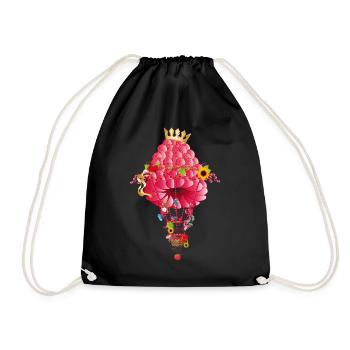 dreamlike magical trip with raspberries balloon - Drawstring Bag - black - Front