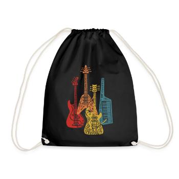 Vintage Gitarre Gitarrist E-Gitarre E-Bass Bassist - Turnbeutel - Schwarz - Vorne