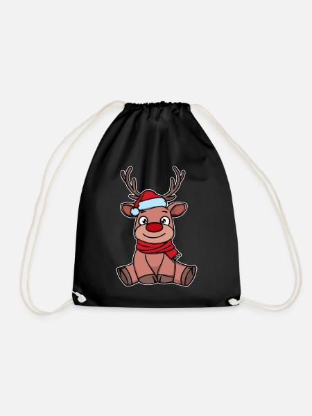Rentier Weihnachten Rudolph - Turnbeutel - Schwarz