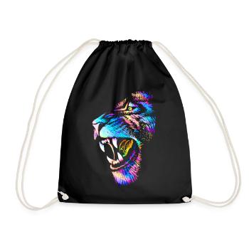 | lion Tête de lion | Chat coloré - Sac de sport léger - noir - Devant