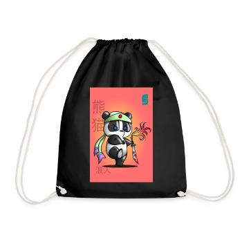 Samurai panda in battle - Drawstring Bag - black - Front