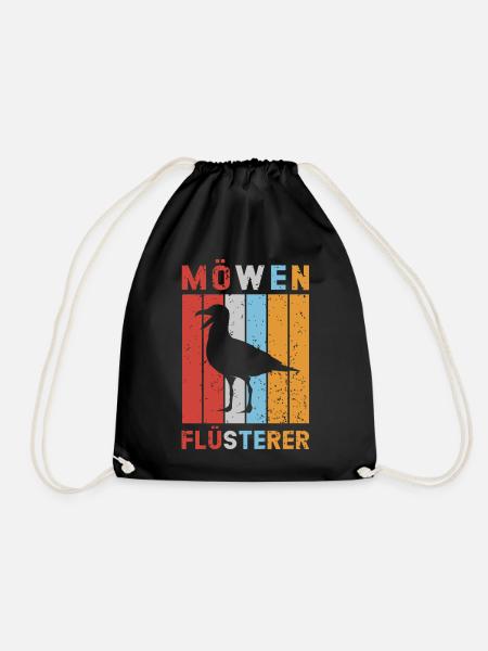 Möwen Flüsterer Möwe Nordsee Ostsee Vintage - Turnbeutel - Schwarz