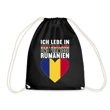 Rumänien Rumänische Flagge - Turnbeutel - Schwarz - Vorne