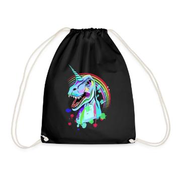 Dino Tyrannosaurus rex Einhorn - Turnbeutel - Schwarz - Vorne