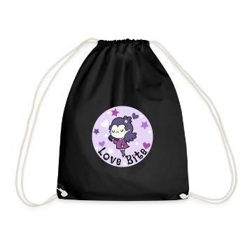 Kawaii Pastel Vampire. Love Bite. Halloween. - Drawstring Bag - black - Front