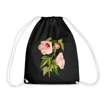 Hibiscus, illustration botanique dans un style vintage - Sac de sport léger - noir - Devant