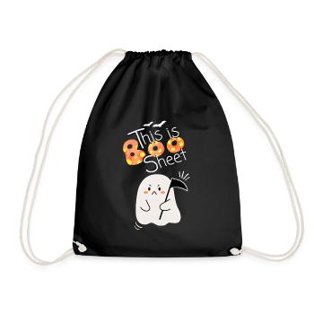 This Is Boo Sheet. Cute Angry Ghost. - Drawstring Bag - black - Front