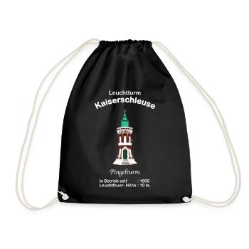 Leuchtturm Kaiserschleuse Bremerhaven Zeichnung - Turnbeutel - Schwarz - Vorne