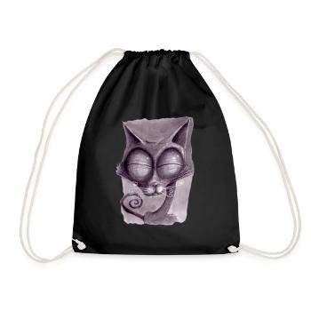 Serial Cat 03 - Drawstring Bag - black - Front