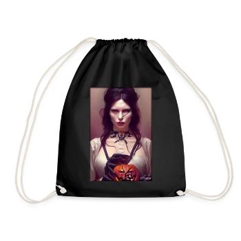 Halloween Witch Vampire Zombie Woman - Drawstring Bag - black - Front