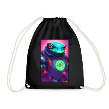 Space Frog Future Cyborg Robot - Drawstring Bag - black - Front