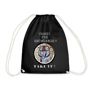 Hungry Tiger Educational Quotes - Drawstring Bag - black - Front