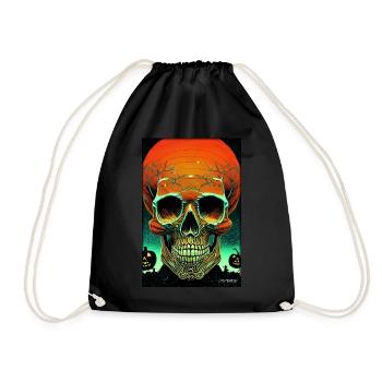 Citrouille crâne d’Halloween - Sac de sport léger - noir - Devant
