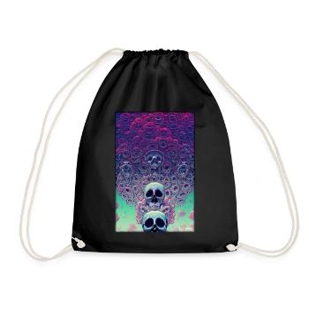 Skull Flowers Rose Cloud - Drawstring Bag - black - Front