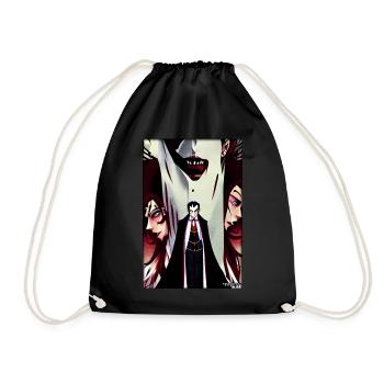 Manga Vampire Dracula Monster Halloween - Drawstring Bag - black - Front