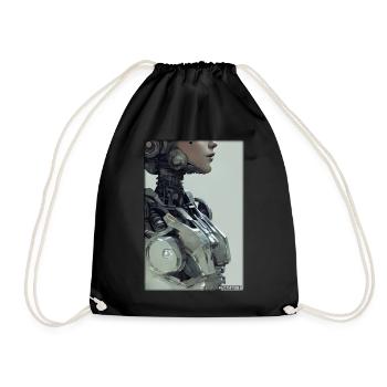Robot Woman Cyborg Future Machine - Drawstring Bag - black - Front