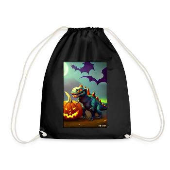 Halloween Dinosaur Pumpkin Bat - Drawstring Bag - black - Front