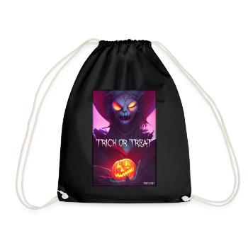 Halloween Hexe Zombie Monster Kürbis Süßes Saures - Turnbeutel - Schwarz - Vorne
