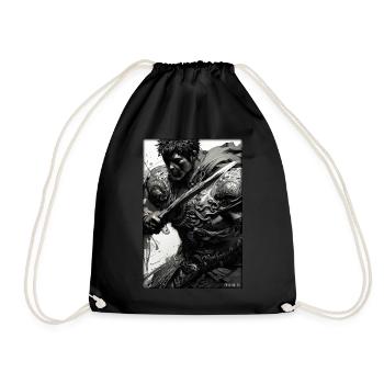 Warrior Sword Vintage Black White 5 - Drawstring Bag - black - Front