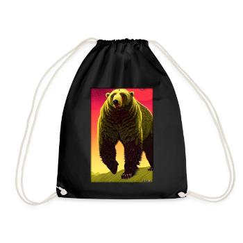 Bear Grizzly Bear Brown Bear Predator Wildlife Forest 1 - Drawstring Bag - black - Front