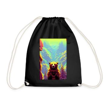 Bear Grizzly Bear Brown Bear Predator Wildlife Forest 7 - Drawstring Bag - black - Front