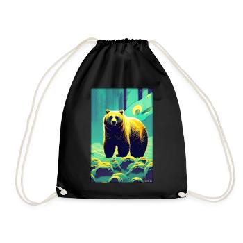 Bear Grizzly Bear Brown Bear Predator Wildlife Forest 9 - Drawstring Bag - black - Front