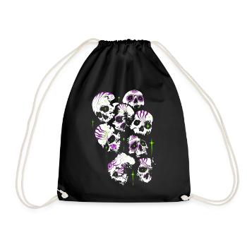 Totenköpfe Totenschädel Halloween Sugar Skulls - Turnbeutel - Schwarz - Vorne