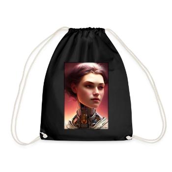 Robot Woman Future Cyborg Machine Technology - Drawstring Bag - black - Front