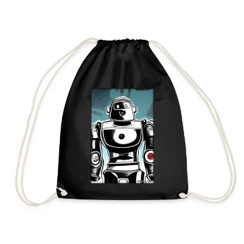 Roboter Comic Zukunft Cyborg Maschine Technik - Turnbeutel - Schwarz - Vorne