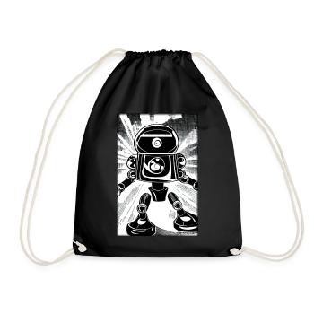 Robot Comic Future Cyborg Machine Technology - Drawstring Bag - black - Front