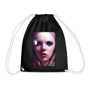 Cyber Goth Woman Future Technology Science - Drawstring Bag - black - Front