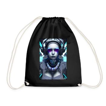 Cyber Goth Woman Future Technology Science - Drawstring Bag - black - Front