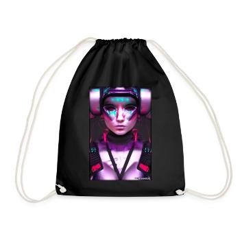 Cyber Goth Woman Future Technology Science - Drawstring Bag - black - Front