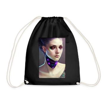 Cyber Goth Woman Future Technology Science - Drawstring Bag - black - Front