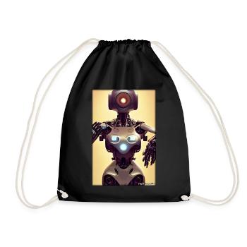 Robot Future Science Sci-Fi Machine - Drawstring Bag - black - Front