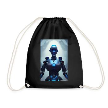 Robot Future Science Sci-Fi Machine - Drawstring Bag - black - Front