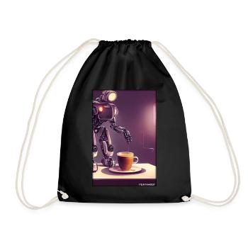 Robot Coffee Future Science Machine - Drawstring Bag - black - Front