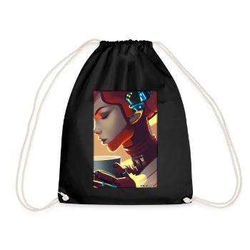 Robot Coffee Future Science Machine - Drawstring Bag - black - Front