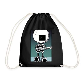 Roboter Gitarre Gitarrist Zukunft Musik Comic - Turnbeutel - Schwarz - Vorne