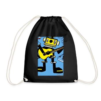 Roboter Gitarre Gitarrist Zukunft Musik Comic - Turnbeutel - Schwarz - Vorne