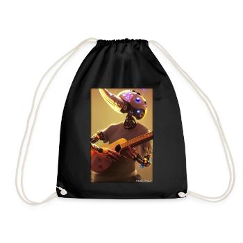Robot Guitar Guitarist Future Music Musician - Drawstring Bag - black - Front
