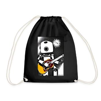 Roboter Gitarre Gitarrist Zukunft Musik Comic - Turnbeutel - Schwarz - Vorne