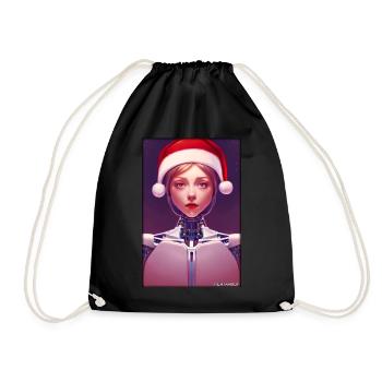 Robots Christmas Future Technology Science - Drawstring Bag - black - Front