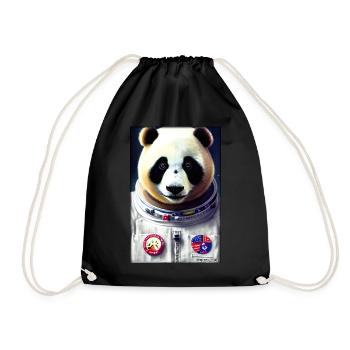 Pandabär Panda Astronaut Zukunft Sci-Fi Technik - Turnbeutel - Schwarz - Vorne